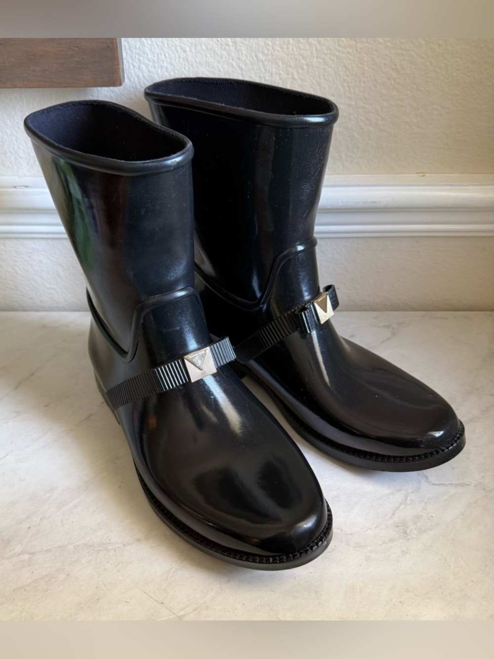 MICHAEL Michael Kors Glossy Black Mid-Calf Rain Boots